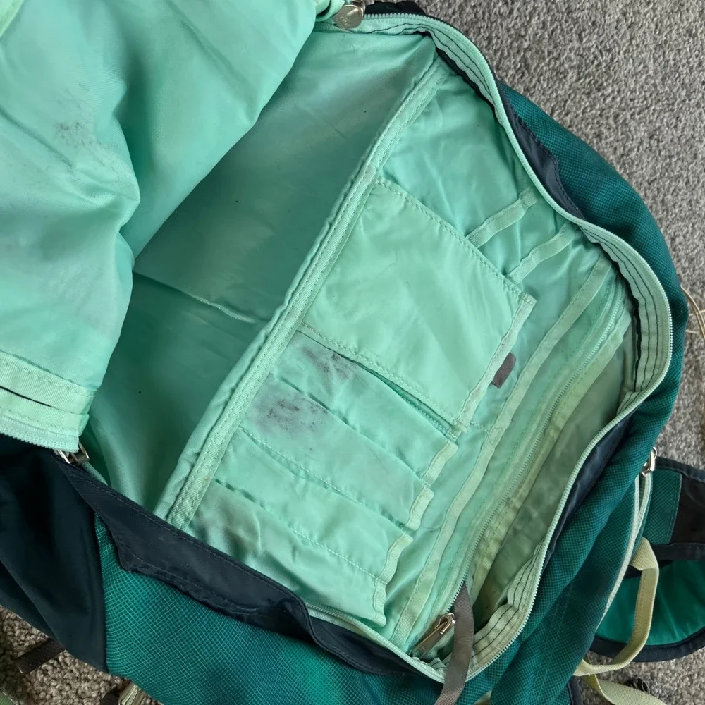 The North Face Recon Backpack Teal Navy Mint Laptop Sleeve Hiking Travel outdoor